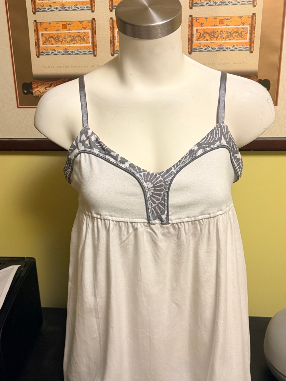lululemon athletica White Tank with Gray Printed Trim